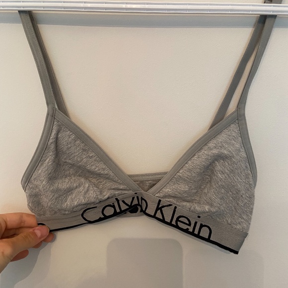 Calvin Klein Gray Heather Cotton Triangle Bralette - Picture 2 of 4